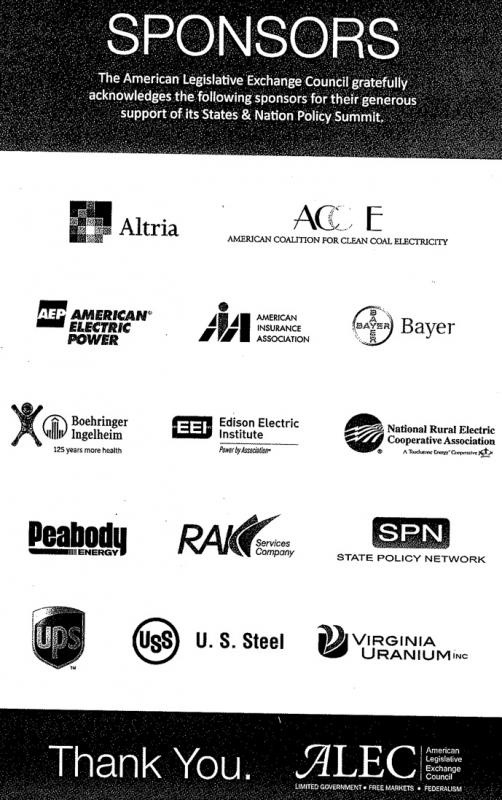 ALEC Sponsors DC Nov 2012