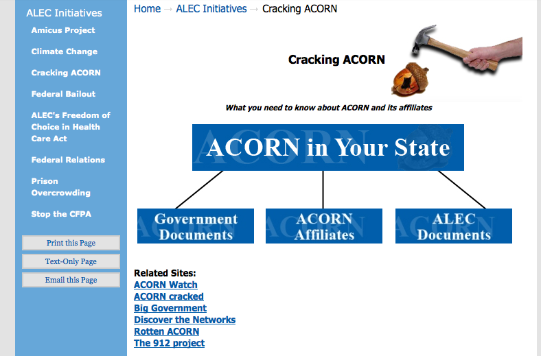 screenshot for ALEC website
