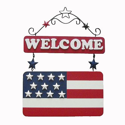 American flag welcome sign