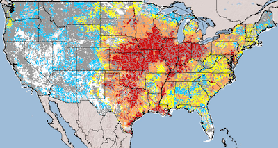 Sample atrazine concentration in the U.S. water supply (Source: U.S. GeologicalSurvey)