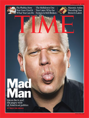 Glenn Beck on cover of TIME, Sept., 2009
