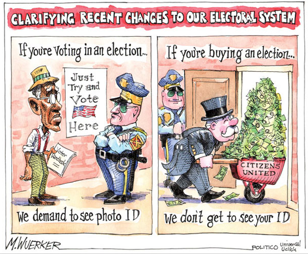 Requiring an ID to vote but not to buy elections