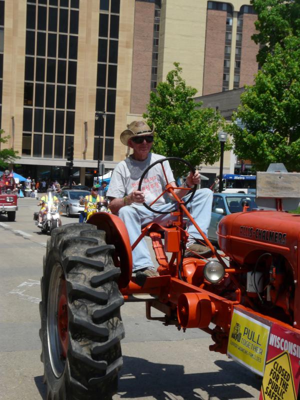 Kinsman in the Tractorcade, Spring 2001, Madison