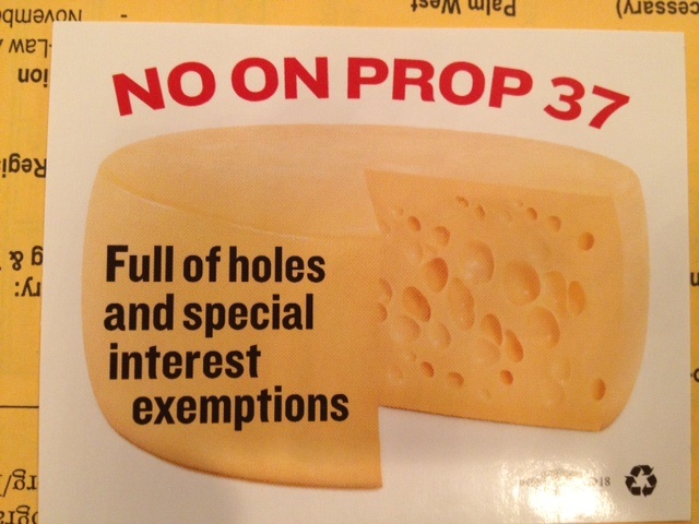 "No on Prop 37" Flier