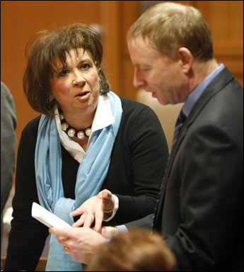 Peggy Lautenschlager, attorney for the petitioners, in a hearing at the Dane County Courthouse. (Photo courtesy of AP)