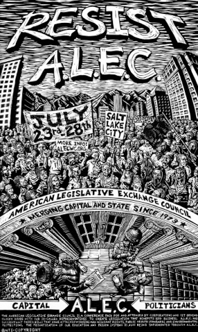 Poster created for the counter-ALEC protests this week