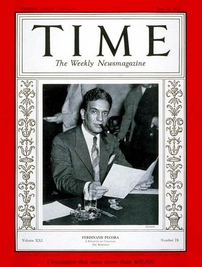 Ferdinand Pecora on the cover of Time magazine