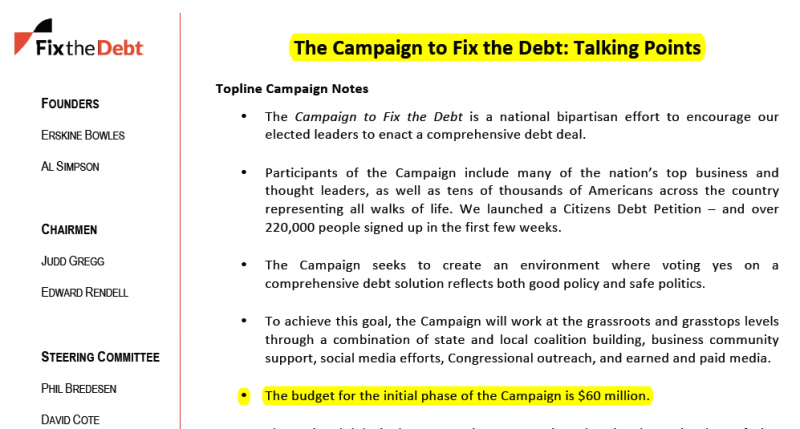 The Campaign to Fix the Debt: Talking Points